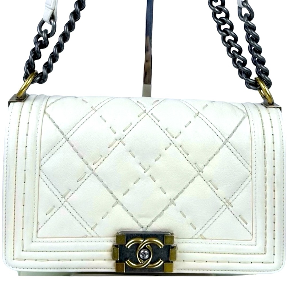 Chanel Boy bag with two tone gunmetal hardware